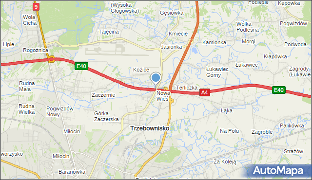 mapa Nowa Wieś, Nowa Wieś gmina Trzebownisko na mapie Targeo